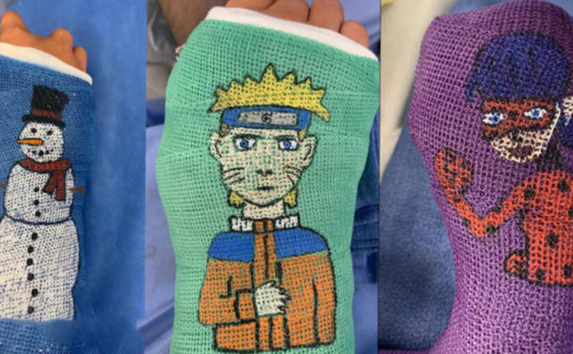 Doctor gives pediatric patients custom cast art