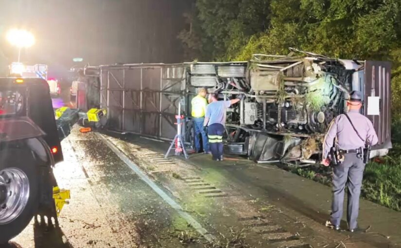 Bus and vehicle collide on Pennsylvania interstate; at least 3 dead