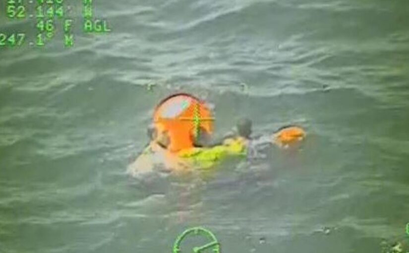 Dramatic video shows 3 fishermen clinging to buoy off Nantucket rescued by Coast Guard helicopter crew